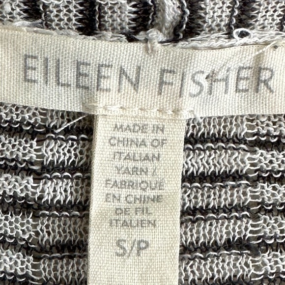 Eileen Fisher Open-Front Lightweight Linen Cardigan Cream/Black Size Small - Picture 9 of 14